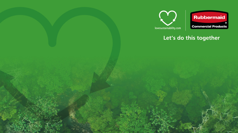 Green forest with recycling heart symbol and arrow