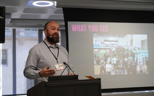 Man giving a talk at RCP 360